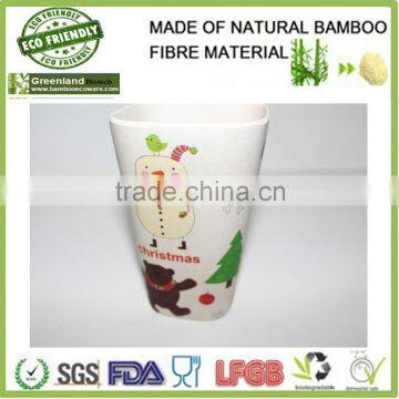 cute bamboo fiber water&coffee cup,happy christmas custom serving cup