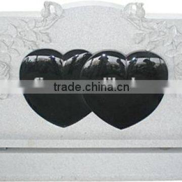 polished and hand carved double heart monument/headstone/gravestone