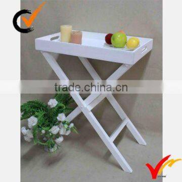 Home and Garden White Wooden Antique Serving Tray with Cross Leg