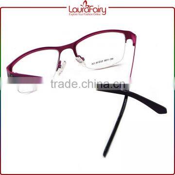 Laura Fairy Stylish Lady Pink Black Semirim Metal Optical Frame For Wholesale photo-4