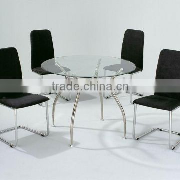 Glass dining table and black Fabric Seat, dining room