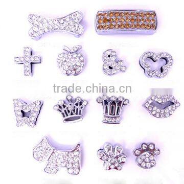 Rhinestone pave hot selling 10mm slide charms,dog bone,crown, dog slide charms                        
                                                Quality Choice