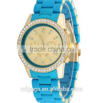 luxury diamond quartz watch, silicone quartz watch