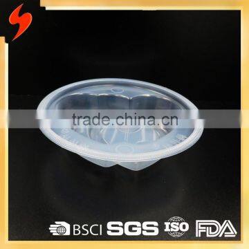 Unique double heart-shaped 178mm-dia Transparent PP 540ml Sealable Packaging Bowl