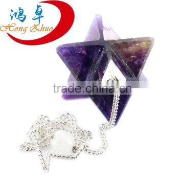 Natural Amethyst Merkaba Point Pendant for New Age Metaphysical healing