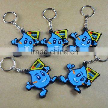 Water drop shape soft pvc keychain/custom keyrings