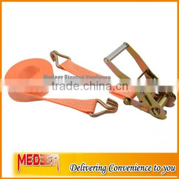 Orange color 50MM lashing tensioner strap/2inch lashing straps safety belt with hardware fitting J hooks