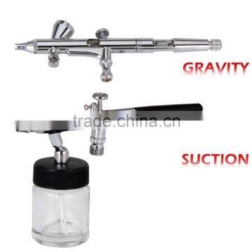 Professional Dual Action Gravity Suction Feed Airbrush Kit With Two Airbrushes Hose for Body Paint AS-34 photo-4
