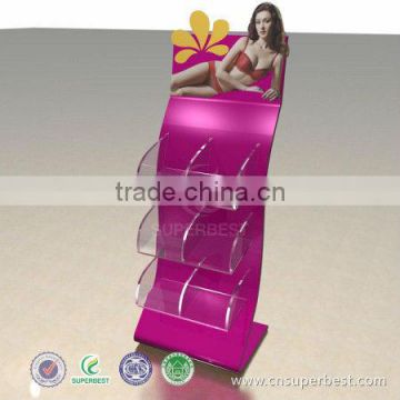 Acrylic brochure holder in three levels