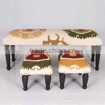 Suzani Rug upholstered bench