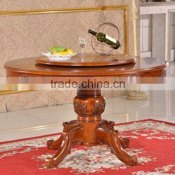 Dining room solid rubber wood turntable antique lazy susan dining table