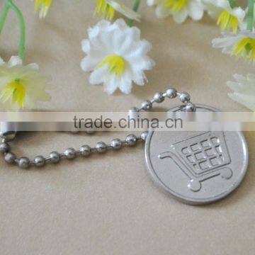 Metal shopping trolley cart token cion keychain keyring