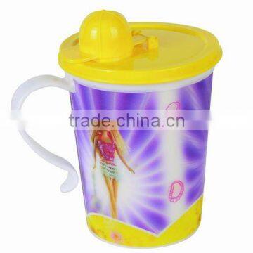 3D cup with straw and handle