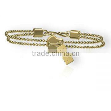 Fashion ladies gold plated zipper bracelet