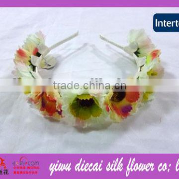 Colorful artificial flower made metal headband