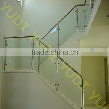 glass indoor straight stairs balustrade railings designs