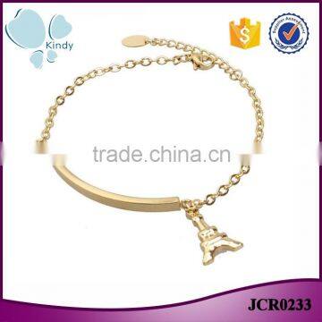 Kindy jewelry JCB0233 new gold plated stainless steel tower pendant bracelet designs                        
                                                                                Supplier's Choice