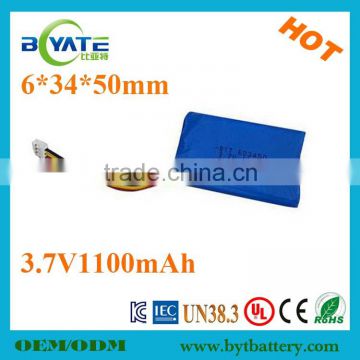 High selling 603450 power bank 3.7V 1100mah flat li-ion battery