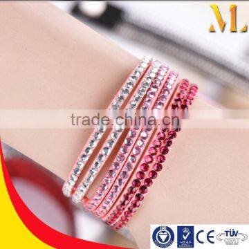 MBRL02 Colorful popular 2015 design layers diamond leather bracelets