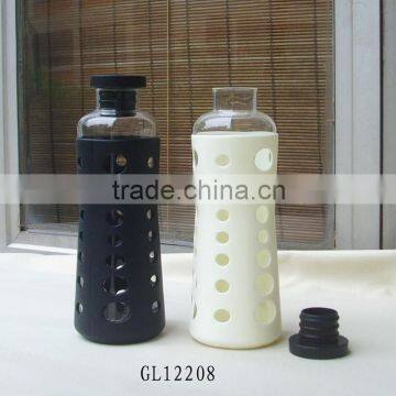 Wide Top Opening Silicone Lid Pyrex Glass Drinking Bottle photo-2