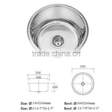 stainless steel topmounted single round sink
