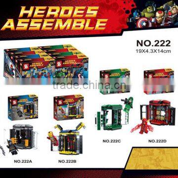 SY222 4pcs/lot Superheroes IronMan BatMan Flash Green Arrow minifigure building block toys