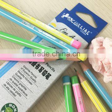 7" standard size hexagonal shape soft wood candy striped HB pencil with dipped end