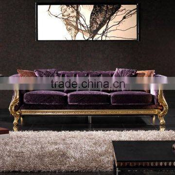 High Quality Antique Living Room Solid Wood Fabric Italian Classical Sofa AL187