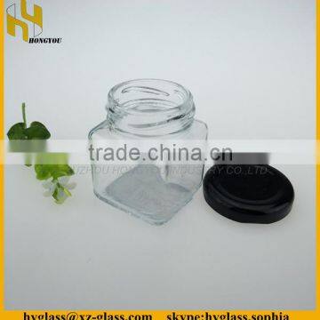 50ml transparent square box glass material bottle for honey