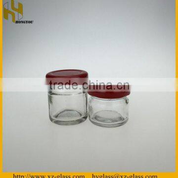 30ml high quality round mini glass honey jar with lid wholesale