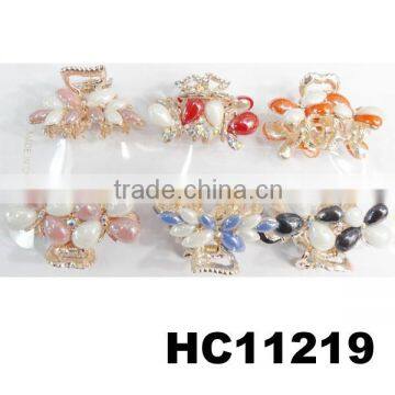 kids mini rhinestone ceramic butterfly metal snap hair clips wholesale
