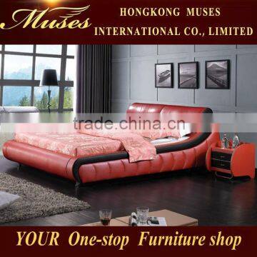 MUSES bedroom furniture 2014 hot sale American style leather bed 7004#