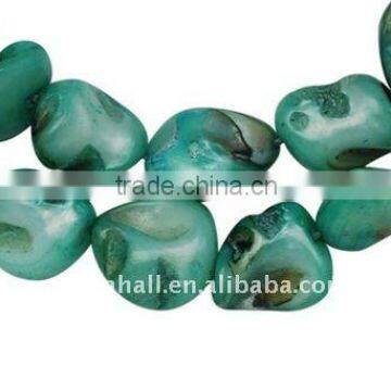 Sea Shell Beads Strands, Dyed, LightSeaGreen, about 11~14x10~14x4~8mm, hole: 1mm, about 32pcs/strand.(BSHE-S029)