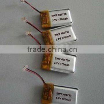 small 401730 170mah 3.7v rechargeable lipo battery