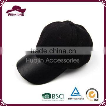 fashion black PU baseball cap, sports cap