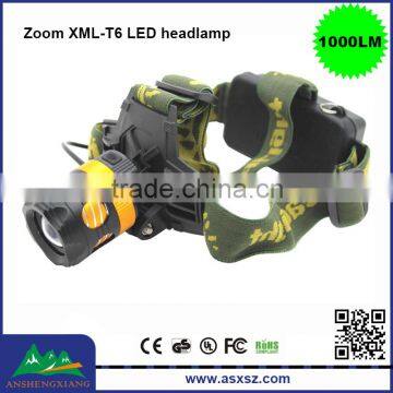 Zoom XML-T6 LED 1000 Lumens Headlamp Outdoor 3 Mode Led Rechargeable Head light