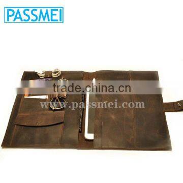 Brown Personalized Leather travel organizer for iPad Portfolio