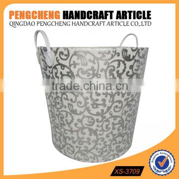 Household round silver laundry basket