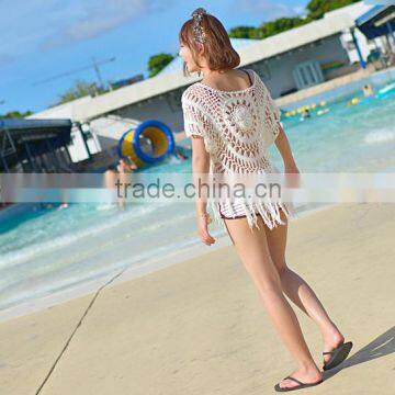 Bohemian Crochet Stitching Bikini Outside Smock Cover Up Hollow Beach Blouse photo-6