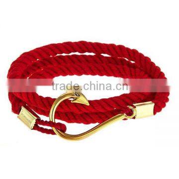 wholesale gold fishhook bracelet cotton rope hook bracelets with jewelry