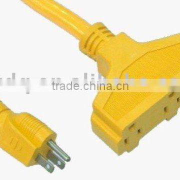 Extension cord with 5-15P TO TRIPLE (3) 5-15R Adapter