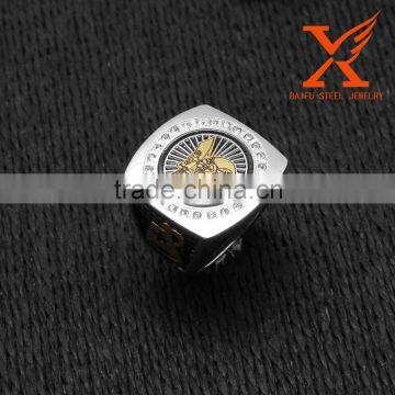 In Stock Men's Custom Made Men's Two Tone Silver 18k Gold Plated Stainless Steel Freemason Masonic Shriner Ring                        
                                                Quality Choice