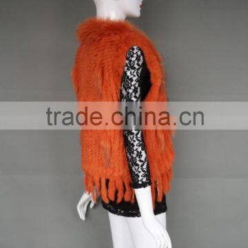 Sleeveless Womens Genuine Rabbit Fur Knitted Vest Girls Raccoon Fur Vest photo-3