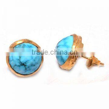 The Gopali Jewellers wholesale fashion unique Turquoise stud earrings with gold Plated