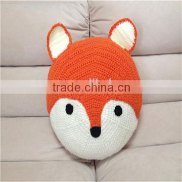 round foxy style cushion, crochet animal knitted cushion