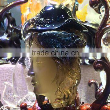 Natural Smoky Quartz Crystal Carving Chinese Girl Figurine For Sale