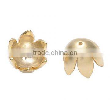 Wholesale Fashion Matte Gold Flower Caps Brass Jewelry Findings