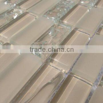 beige ice crackle glass mosaic matt glass mosaic