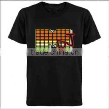 Sound activated el T shirt/ Equalizer El tee shirt/ El flashing t-shirts