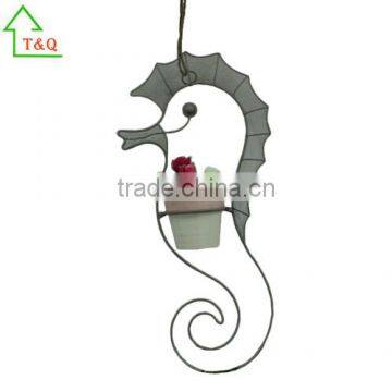 Metal Sea Horse Shaped Hanging Flower Planter